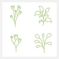 Hand drawn Set of leaf line art vector