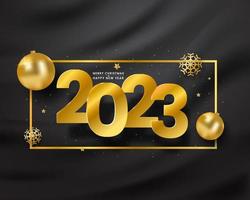 2023 merry Christmas Happy new year background banner black color. Greeting Card, Poster. Vector Illustration.