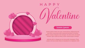 valentine's day greeting card with podium ornament 3D vector