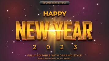 efecto de texto de año nuevo editable con estilo gráfico vector