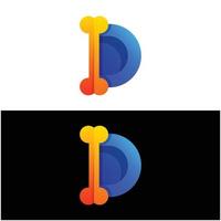 Gradient colorful style d letter d bone toy vector logo illustration