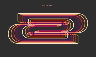 Retro pattern design in abstract style with colorful lines. Vector illustration.