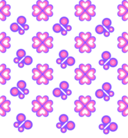 Flower and butterfly pattern with colorful pink purple style, element for decoration png