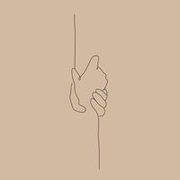 One line hands holding each other. Vector. All elements are isolated vector