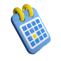 Illustration de rendez-vous de calendrier de rendu 3d. planificateur de réunion minimal. note organisateur avec fond isolé de rappel de fête d'anniversaire png