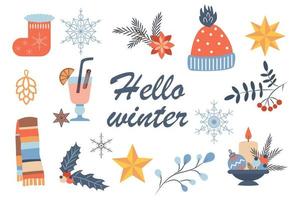 Winter illustration set. vector illustration