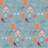 Seamless pattern with winter illustrations. vector illustration