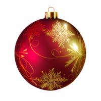 Red Christmas Ball with Golden Snowflakes png