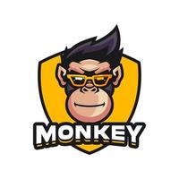 Happy Monkey Mascot Vector Logo Design