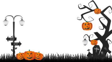 Halloween-Kulisse inklusive Silhouette des Friedhofs png