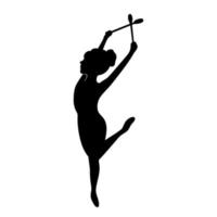 Silhouettes of girl, Girl gymnast athlete with clubs isolated on white background vector