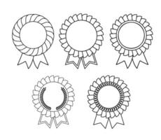 conjunto de icono de medallas de línea. plantilla en blanco para la decoración. ilustración de contorno vectorial aislada sobre fondo blanco. vector