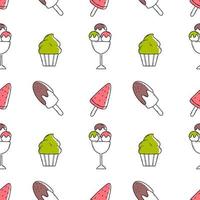 Doodle style ice cream. Seamless pattern for sewing clothes and printing on fabric. Packing paper. vector