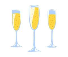 Champagne glasses collection isolated on white background vector