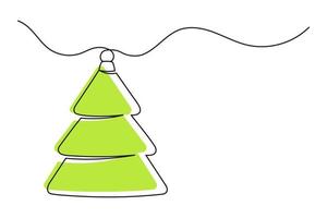 Continuous one line drawing of the Christmas tree vector