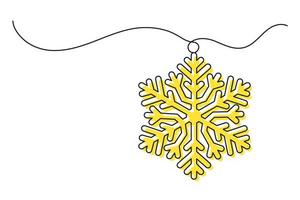 Continuous one line drawing of Christmas snowflake vector