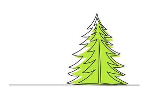 Continuous one line drawing of the Christmas tree vector