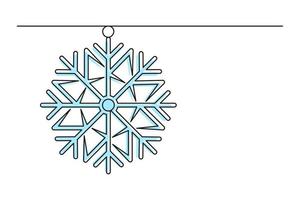 Continuous one line drawing of Christmas snowflake vector