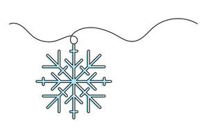 Continuous one line drawing of Christmas snowflake vector