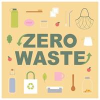 environmental protection banner. A collection of zero waste objects. vector