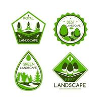 Landscape design vector icons or emblems set