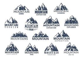 Mountain tourism and sport vector icons set