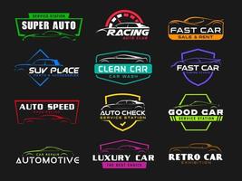 Car repair, washing, rent and sale service icons vector