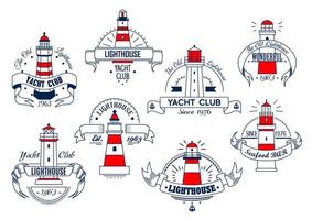 Lighthouse vector icons for yacht club or bar