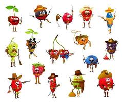 Cartoon berry cowboy, ranger, sheriff and robber vector