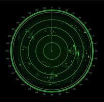 radar de barco, pantalla de sonar, escaneo de objetivos militares vector