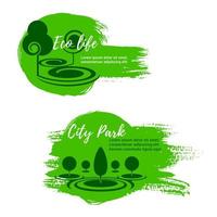 Green eco city park nature vector icons