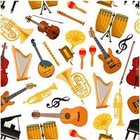 Musical instruments vector seamless pattern