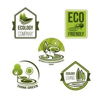 negocio ecológico y icono de vida verde, diseño ecológico vector