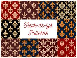 Floral fleur-de-lis french royal lily patterns set vector