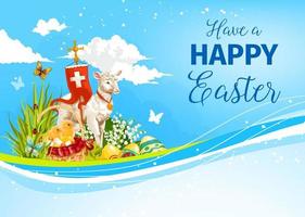 Easter paschal passover lamb vector greeting card
