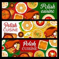 Polish cuisine banners, dishes of traditional food vector