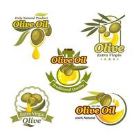 conjunto de plantillas de etiqueta de producto de iconos de vector de aceite de oliva