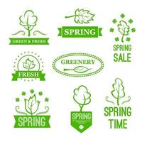 Vector icons of green nature trees for spring sale