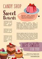 Vector poster for candy shop pastry desserts