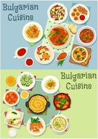 Bulgarian cuisine healthy food dishes icon set vector