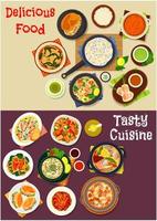 Seafood dishes icon for restaurant menu design vector