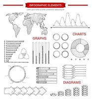 Infographic elements with sketched chart, graph vector