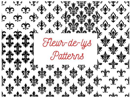 Fleur-de-lys royal french lily seamless patterns