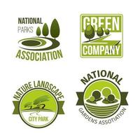 Green nature landscape design vector icons set