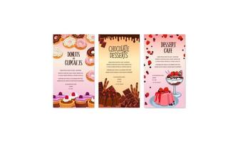 Vector desserts menu template for bakery or cafe