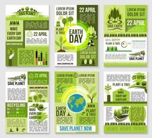 plantilla de póster del día de la tierra para diseño ecológico vector