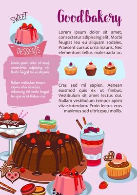 Vector poster for bakery shop pastry desserts