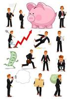 Businessman character in different situations set vector