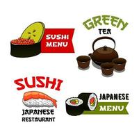 Vector icons of sushi for Japanese restaurant menu