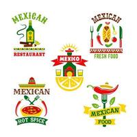 Vector icons set for mexican restaurant